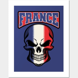 FRANCE FLAG IN A SKULL EMBLEM Posters and Art